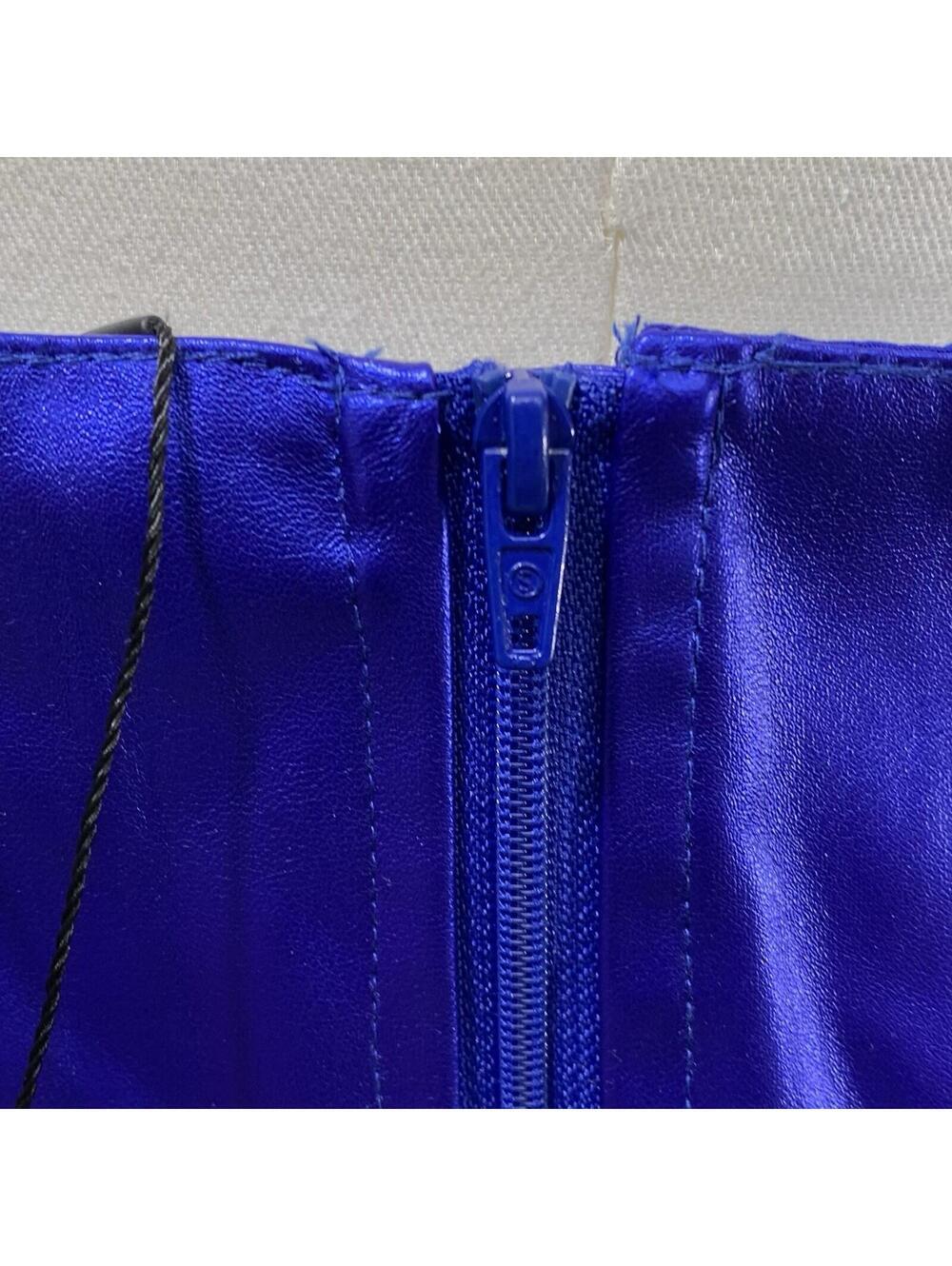 SHEIN BAE Corset Top Womens Small Blue Metallic Square Neck Boned Bustier NWT - Picture 5 of 8